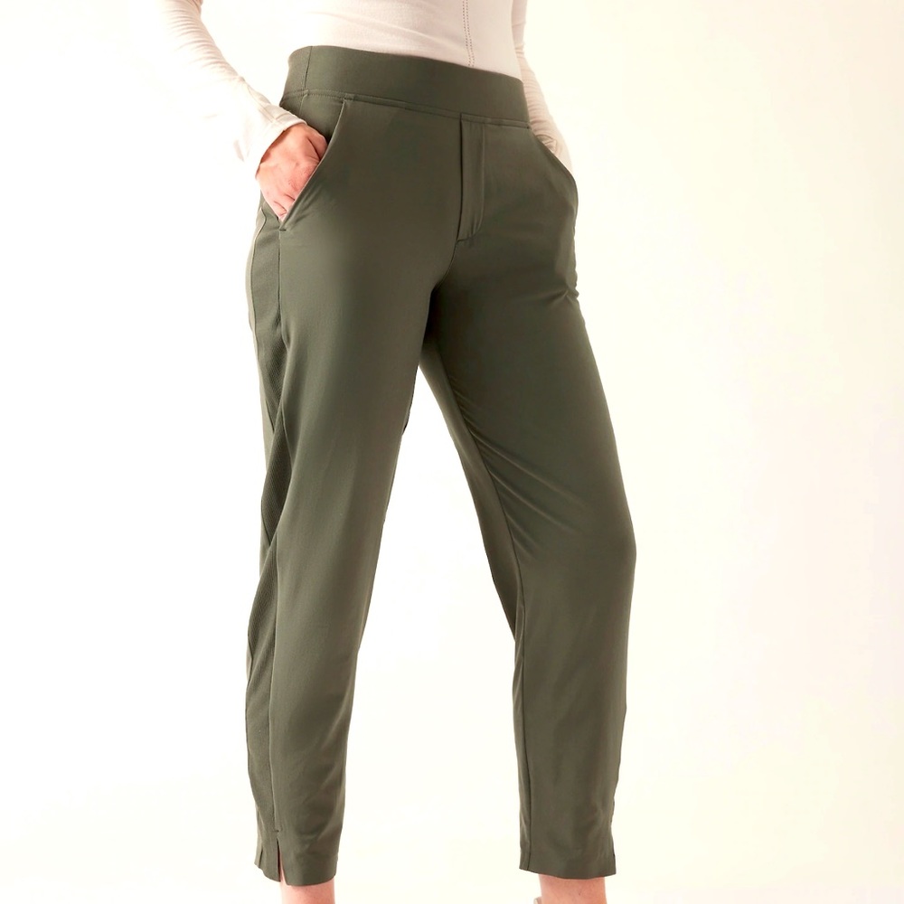 Athleta Brooklyn Ankle Pant 198671 Dark Green Sz 8 Petite